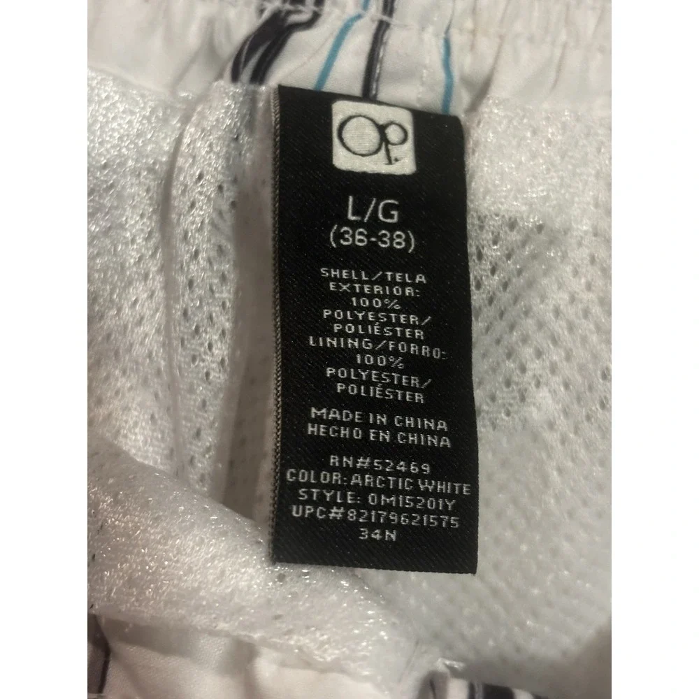 OP Ocean Pacific Opflex Men's Lg 36-38 Board Shorts Plaid White Y2K Style Swim